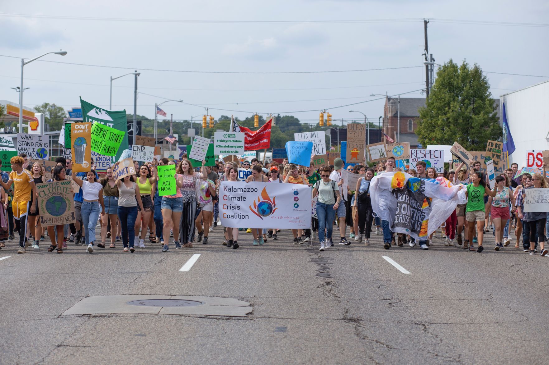 Students and community activists march for action.